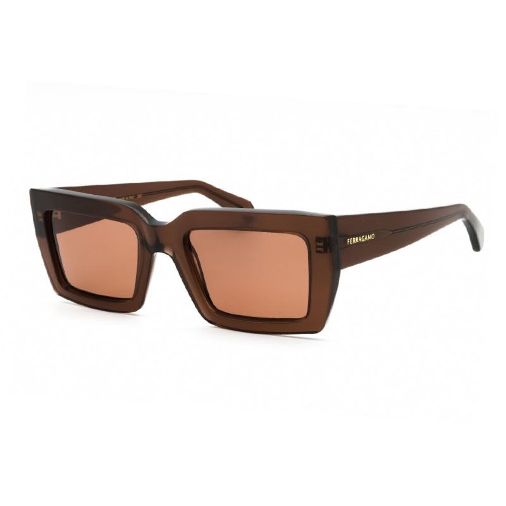 Salvatore Ferragamo Sunglasses Rectangle Full Rim, Transparent Brown Frame and